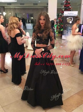 Gorgeous Scoop Long Sleeves Zipper Floor Length Lace Prom Party Dress