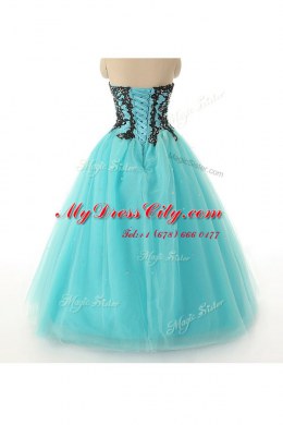 Beauteous Sleeveless Lace Up Floor Length Appliques Homecoming Dress