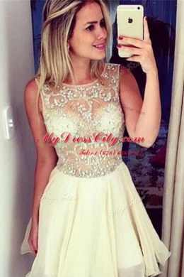 Sleeveless Zipper Mini Length Beading Prom Dresses