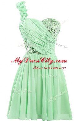 Customized Sequins One Shoulder Sleeveless Lace Up Evening Gowns Lavender Chiffon