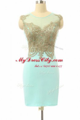 Sumptuous Mini Length Turquoise Prom Party Dress Bateau Sleeveless Side Zipper