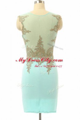 Sumptuous Mini Length Turquoise Prom Party Dress Bateau Sleeveless Side Zipper