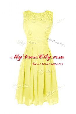 Artistic Apple Green Sleeveless Belt Tea Length Dress for Prom