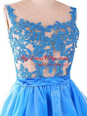 Baby Blue Scoop Zipper Lace Sleeveless