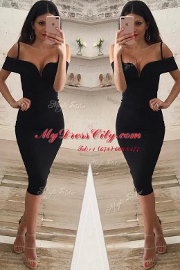 Glorious Mermaid Elastic Woven Satin Sleeveless Knee Length Dress for Prom and Ruching