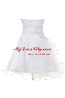 Sleeveless Tulle Knee Length Criss Cross Cocktail Dresses in White with Appliques