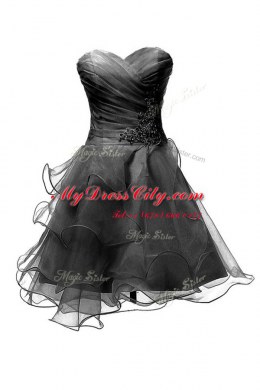 Sleeveless Tulle Knee Length Criss Cross Cocktail Dresses in White with Appliques