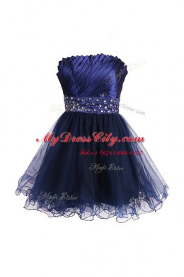 Sexy Sleeveless Zipper Knee Length Beading and Sashes ribbons Prom Gown