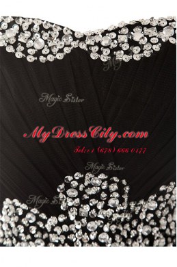 Organza Sleeveless Knee Length Prom Dress and Beading