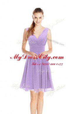 Green Sleeveless Knee Length Ruching Zipper Prom Evening Gown