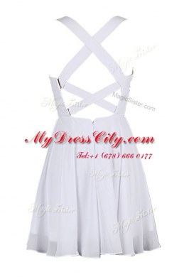 Lovely Knee Length White Chiffon Sleeveless Sequins