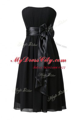 Dynamic Chiffon Sleeveless Knee Length Prom Dresses and Sashes ribbons and Ruching
