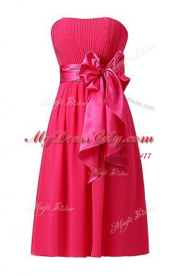 Dynamic Chiffon Sleeveless Knee Length Prom Dresses and Sashes ribbons and Ruching