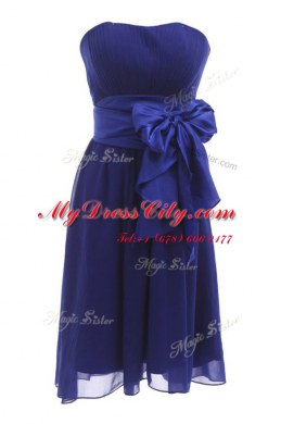 Dynamic Chiffon Sleeveless Knee Length Prom Dresses and Sashes ribbons and Ruching