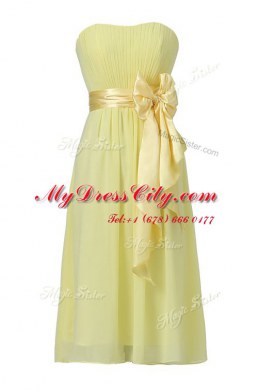 Dynamic Chiffon Sleeveless Knee Length Prom Dresses and Sashes ribbons and Ruching