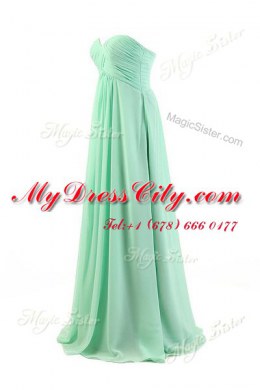 Apple Green Prom and Party and Wedding Party and For with Pleated Sweetheart Sleeveless Zipper