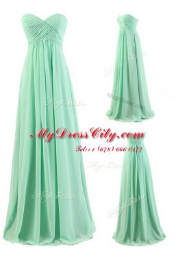 Apple Green Prom and Party and Wedding Party and For with Pleated Sweetheart Sleeveless Zipper