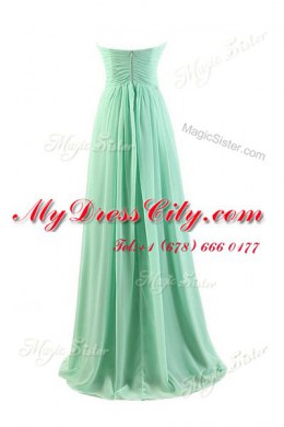 Apple Green Prom and Party and Wedding Party and For with Pleated Sweetheart Sleeveless Zipper