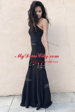 Mermaid Elastic Woven Satin Sleeveless Floor Length Homecoming Dress and Ruching