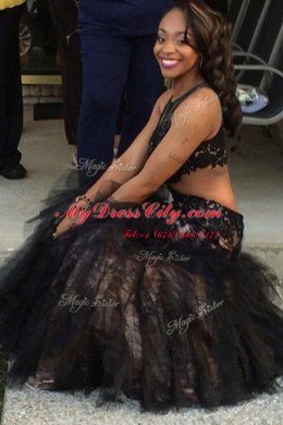 Shining Mermaid Scoop Sleeveless Beading and Lace Backless Prom Gown