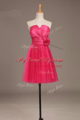 Knee Length A-line Sleeveless Coral Red Prom Dresses Lace Up