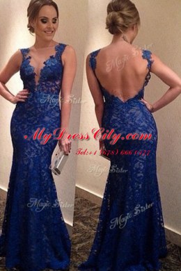 Best Selling Sleeveless Brush Train Backless With Train Lace Dress for Prom
