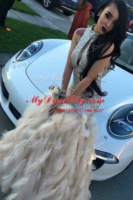 Spectacular Mermaid Champagne Sleeveless Sequined Zipper Pageant Dress for Teens for Prom
