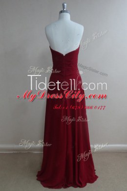 Luxurious Chiffon Sleeveless Floor Length Prom Party Dress and Ruching