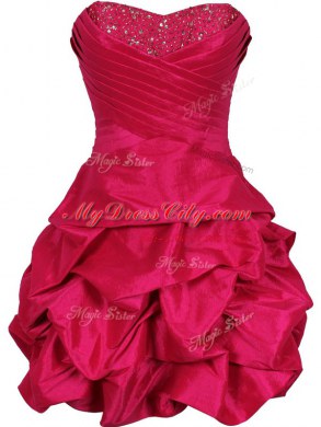 Traditional Hot Pink Sweetheart Lace Up Ruching Club Wear Sleeveless