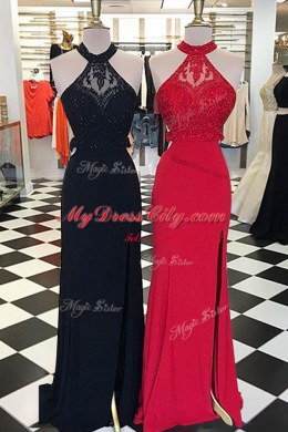 Sophisticated Black Prom Party Dress Prom and For with Beading and Lace Scoop Sleeveless Sweep Train Backless