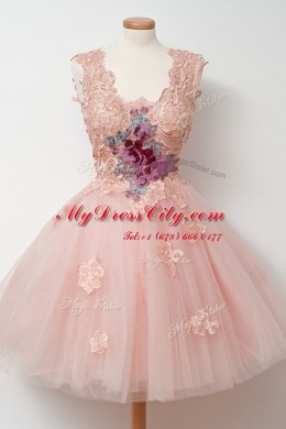 Amazing Square Sleeveless Tulle Club Wear Appliques and Embroidery Zipper