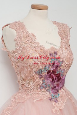 Amazing Square Sleeveless Tulle Club Wear Appliques and Embroidery Zipper