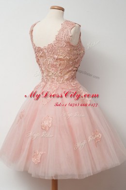 Amazing Square Sleeveless Tulle Club Wear Appliques and Embroidery Zipper