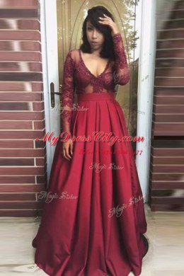 Stunning Long Sleeves Beading and Appliques and Pleated Zipper Homecoming Dress