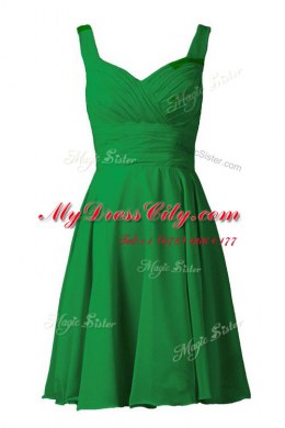 Off The Shoulder Sleeveless Prom Gown Knee Length Pleated Turquoise Chiffon