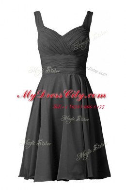 Off The Shoulder Sleeveless Prom Gown Knee Length Pleated Turquoise Chiffon