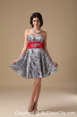 Sweet A-line Sweetheart Mini-length Zebra Beaded Prom Gown