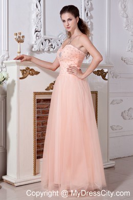 Tulle Sweetheart Peach Prom Dress with Beading and Cool Back