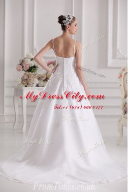 Adorable Sleeveless Brush Train Zipper Beading and Lace and Appliques Wedding Gowns