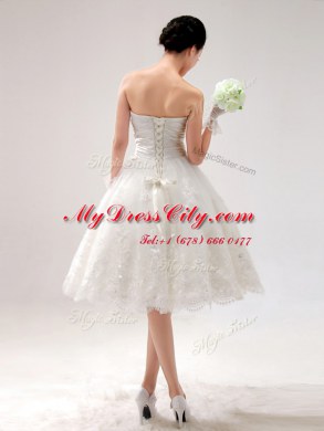 Decent Sweetheart Sleeveless Chiffon Wedding Dresses Lace Lace Up