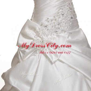 Artistic White Sweetheart Neckline Beading and Pick Ups Wedding Dresses Sleeveless Lace Up