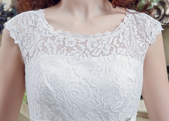 Charming Scalloped Sleeveless Beading and Lace Zipper Wedding Dresses with White Court Train