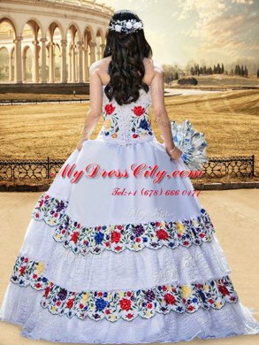 Sleeveless Beading and Lace and Embroidery Lace Up Quinceanera Dresses