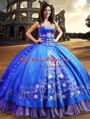 One Shoulder Sleeveless Lace and Embroidery Lace Up Quinceanera Dresses