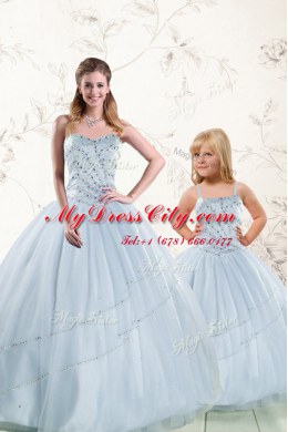 Baby Blue Sweetheart Lace Up Beading Quinceanera Dresses Sleeveless