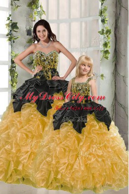 Sumptuous Organza Sleeveless Floor Length Sweet 16 Quinceanera Dress and Beading and Ruffles