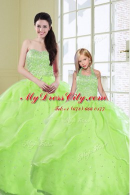 Sleeveless Lace Up Floor Length Beading and Sequins Ball Gown Prom Dress