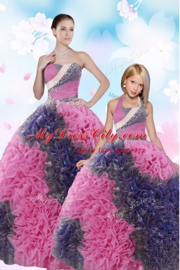 Sleeveless Sequins and Pick Ups Lace Up 15 Quinceanera Dress