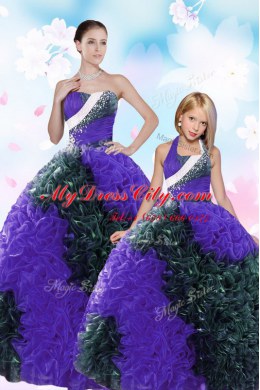 Flirting Multi-color Sweetheart Neckline Sequins and Pick Ups Ball Gown Prom Dress Sleeveless Lace Up