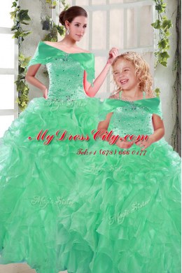Trendy Ball Gowns Quinceanera Gown Apple Green Sweetheart Organza Sleeveless Floor Length Lace Up